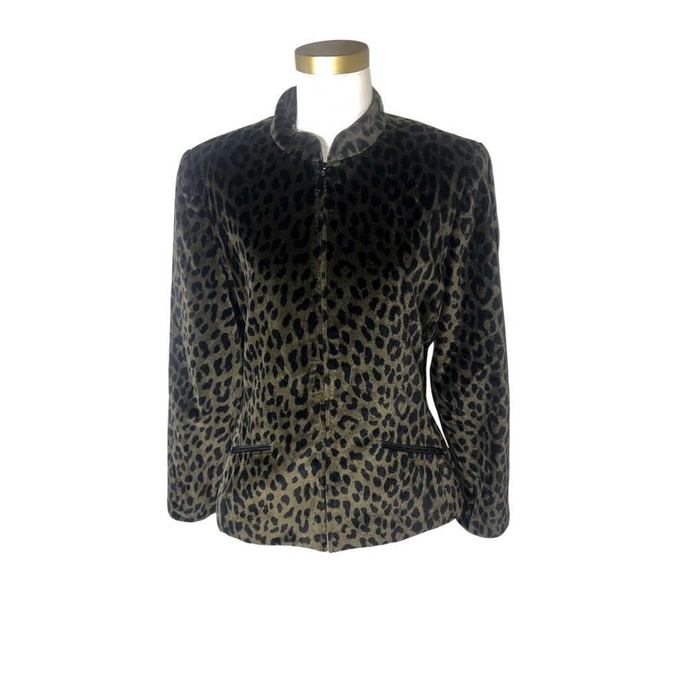 Kasper & Company ASL‎ Leopard Print Velvet Jacket Size 10